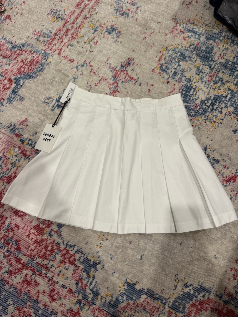 Aritzia White Pleated Mini Skirt